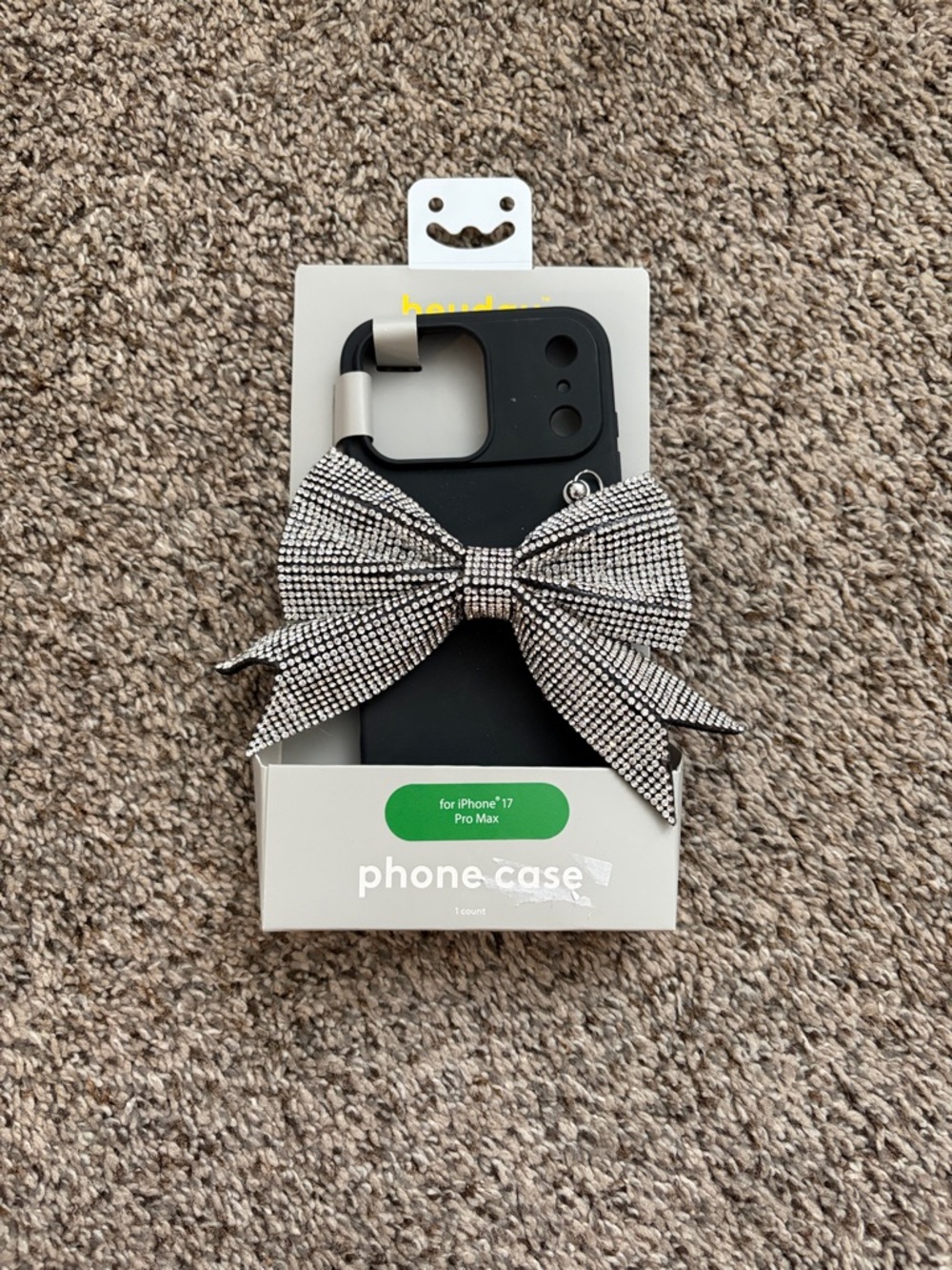heyday Black Phone Case with Sparkling Rhinestone Bow